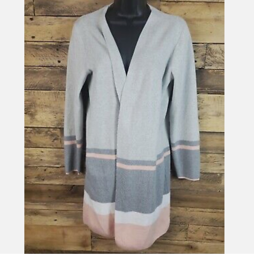 Grey and Pink Colorblock Cardigan